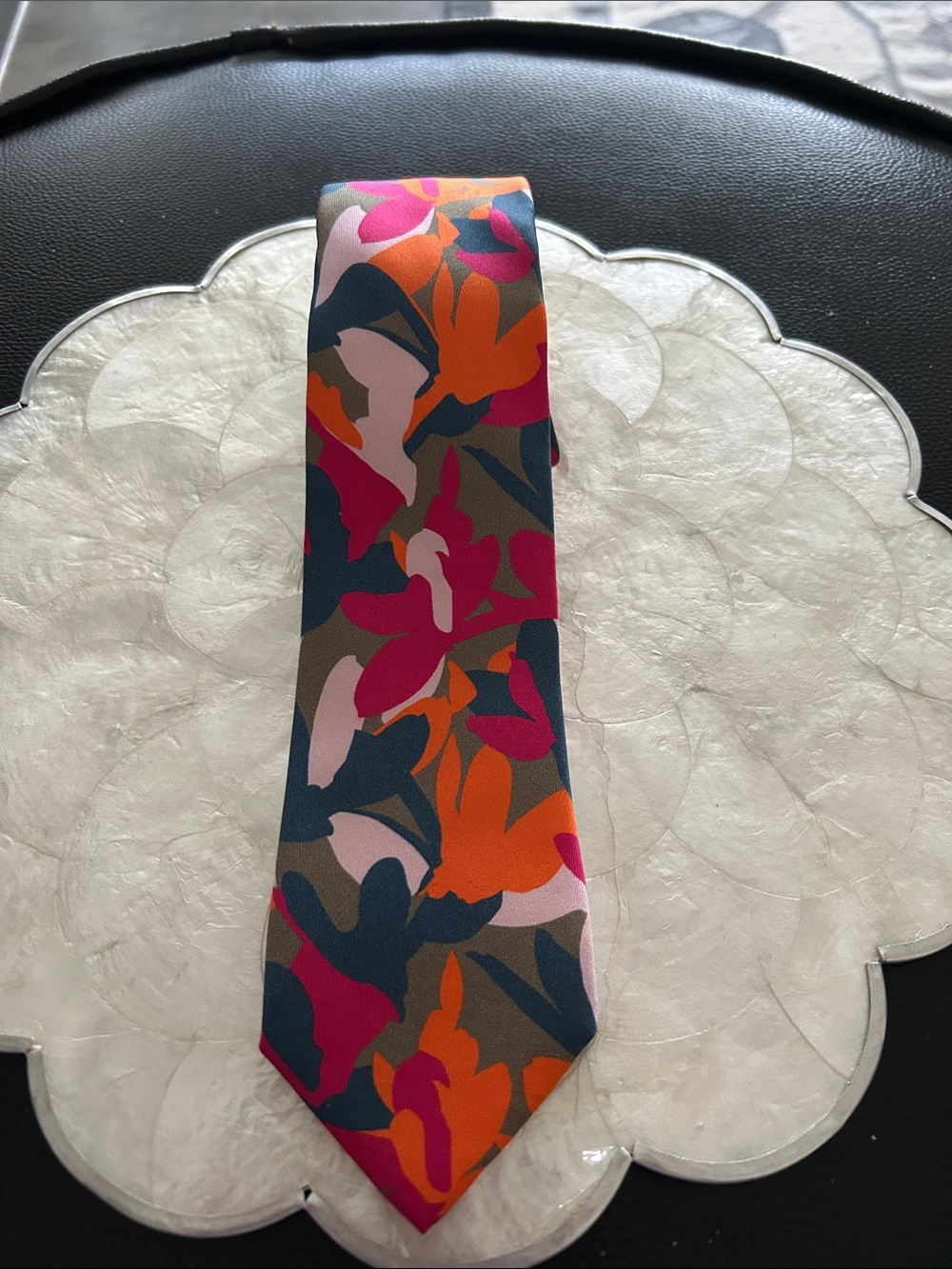 Thomas Pink Floral Silk Tie in Pink, Orange & Navy